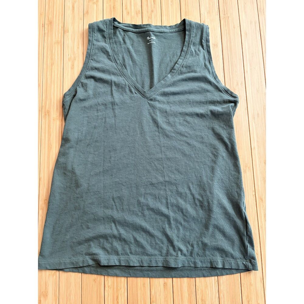 Madewell Women’s Small Green V-Neck Sleeveless Cotton T-Shirt